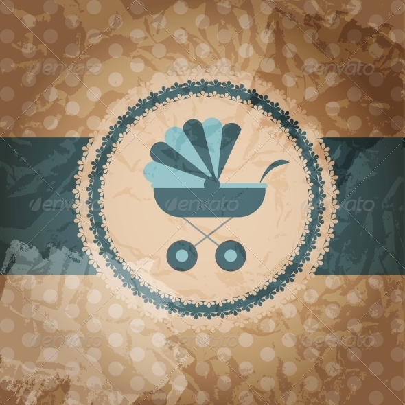Vector illustration of blue baby carriage for newb - Miscellaneous Vectors