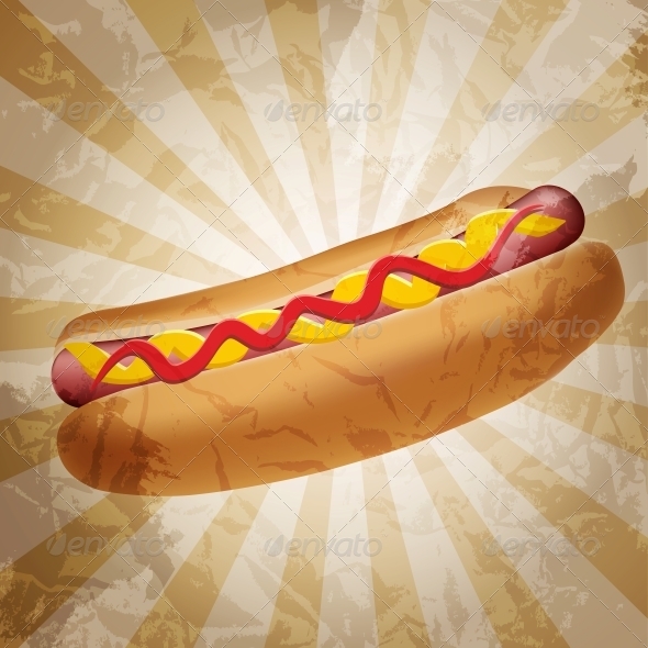 Realistic hot dog vector illustration - Food Objects