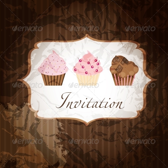 cupcake invitation background - Food Objects