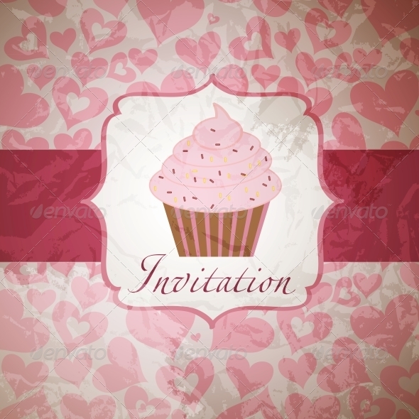 cupcake invitation background - Food Objects