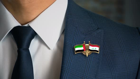 Businessman Friend Flags Pin United Arab Emirates Iraq alt