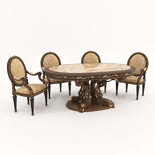 [DOWNLOAD]European Style Dining Table and Chairs 24