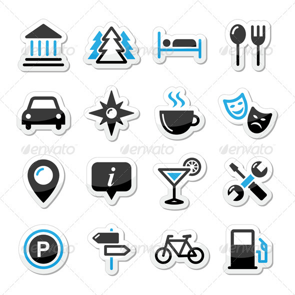 Travel Tourism Icons Set - Vector - Travel Conceptual