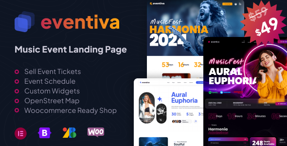Eventiva - Music & Bands Events Landing Page WordPress Theme