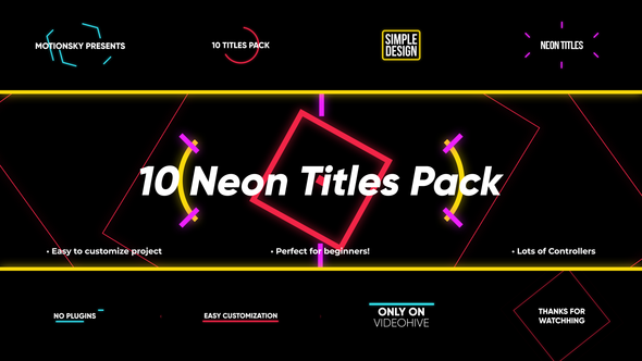 10 Neon Titles Pack | After Effects