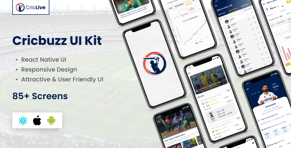 Cricket App v1.0. - Cricbuzz Clone | React Native mobile app template