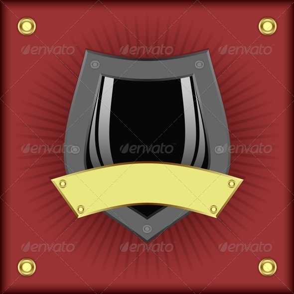 Shield on a Red Background - Decorative Symbols Decorative