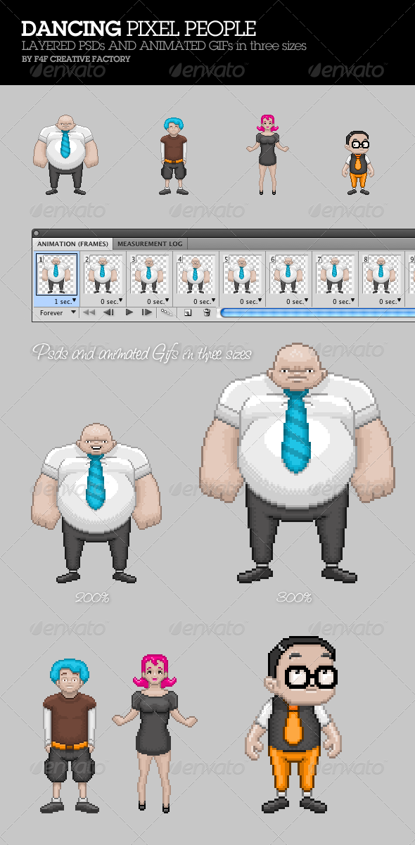 Dancing Pixel People - People Illustrations