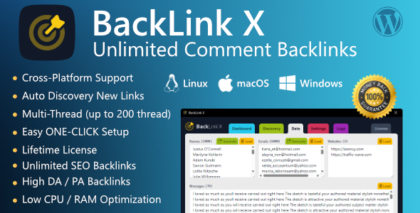 BackLink X | Unlimited Comment Backlinks with Auto-Discovery Feature