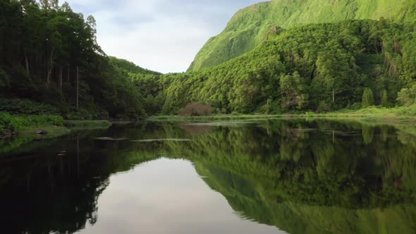 Lake in Poco Ribeira Do Ferreiro Alagoinha Flores Island Azores Portugal alt