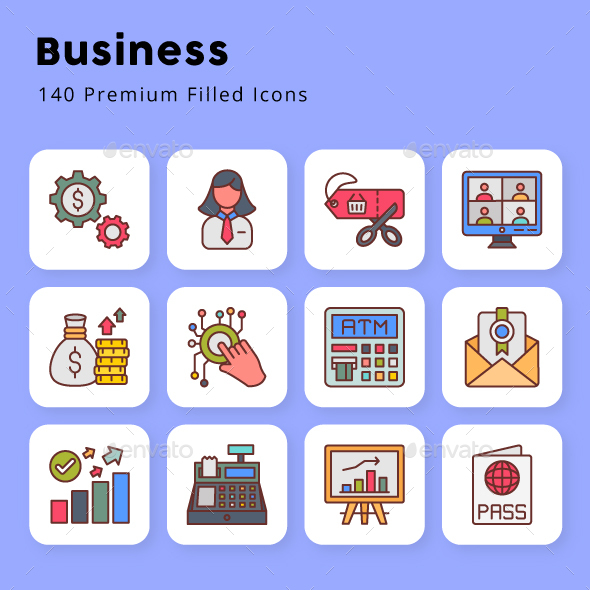 Business 140 Premium filled icons