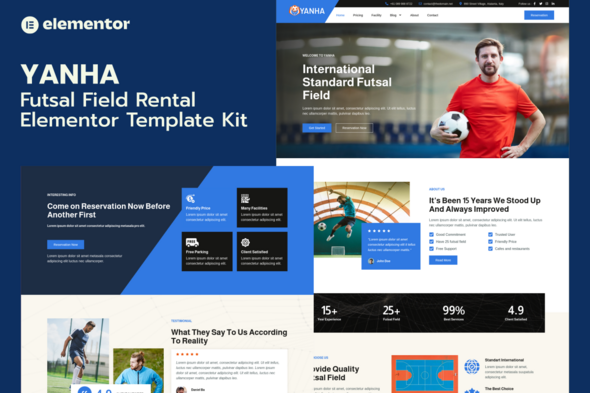 Yanha - Futsal Field Rental Elementor Pro Template Kit