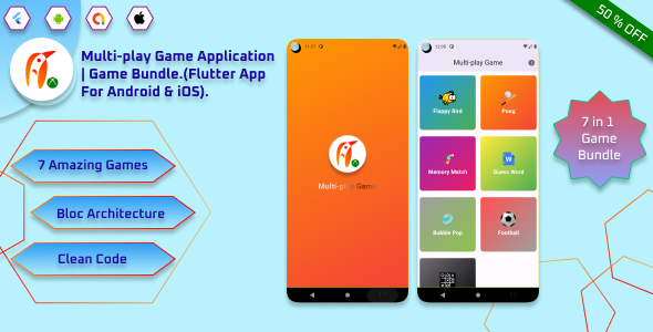 Multi-play Game Application | Game Bundle.(Flutter App For Android & iOS).