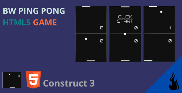 Black and White Ping Pong Html5 Game
