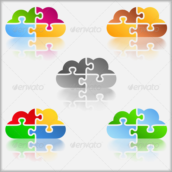 Puzzle Clouds - Web Elements Vectors