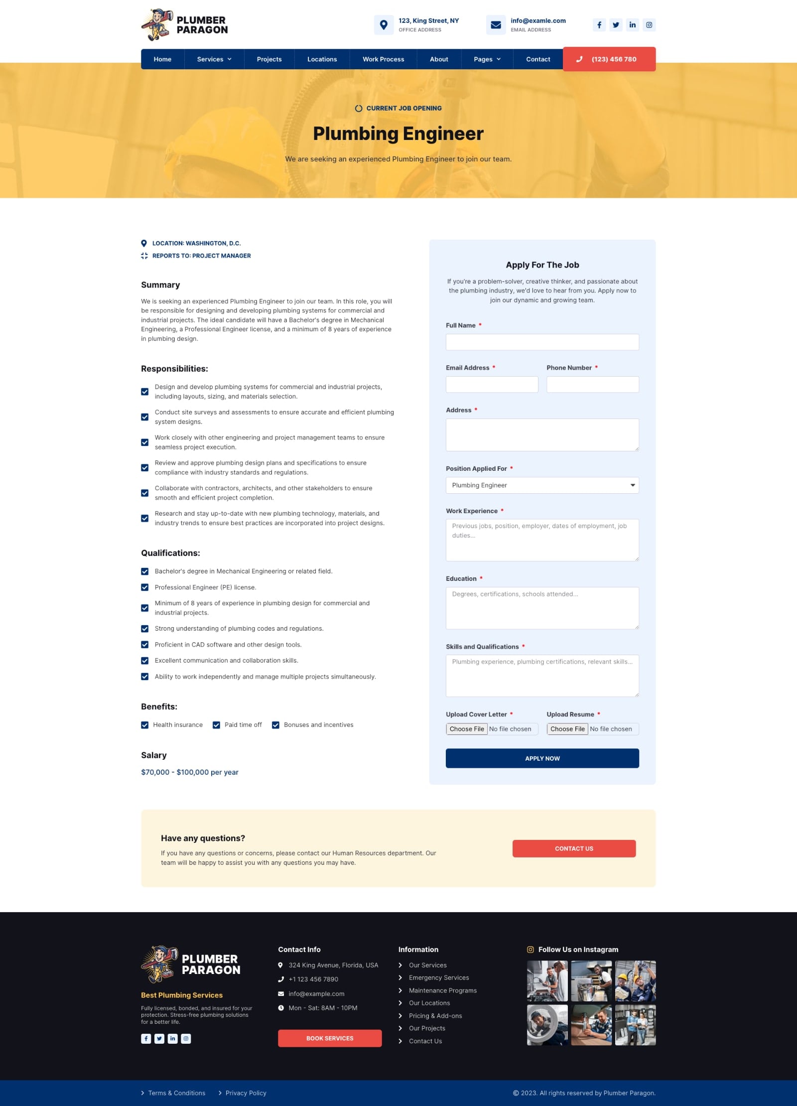 Plumber Paragon Plumbing Services Elementor Pro Template Kit by oxaart