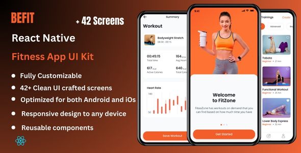 BeFit - Fitness React Native Expo App Ui Kit