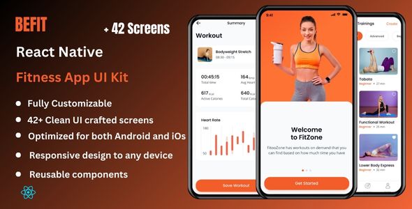 BeFit - Fitness React Native CLI App Ui Kit