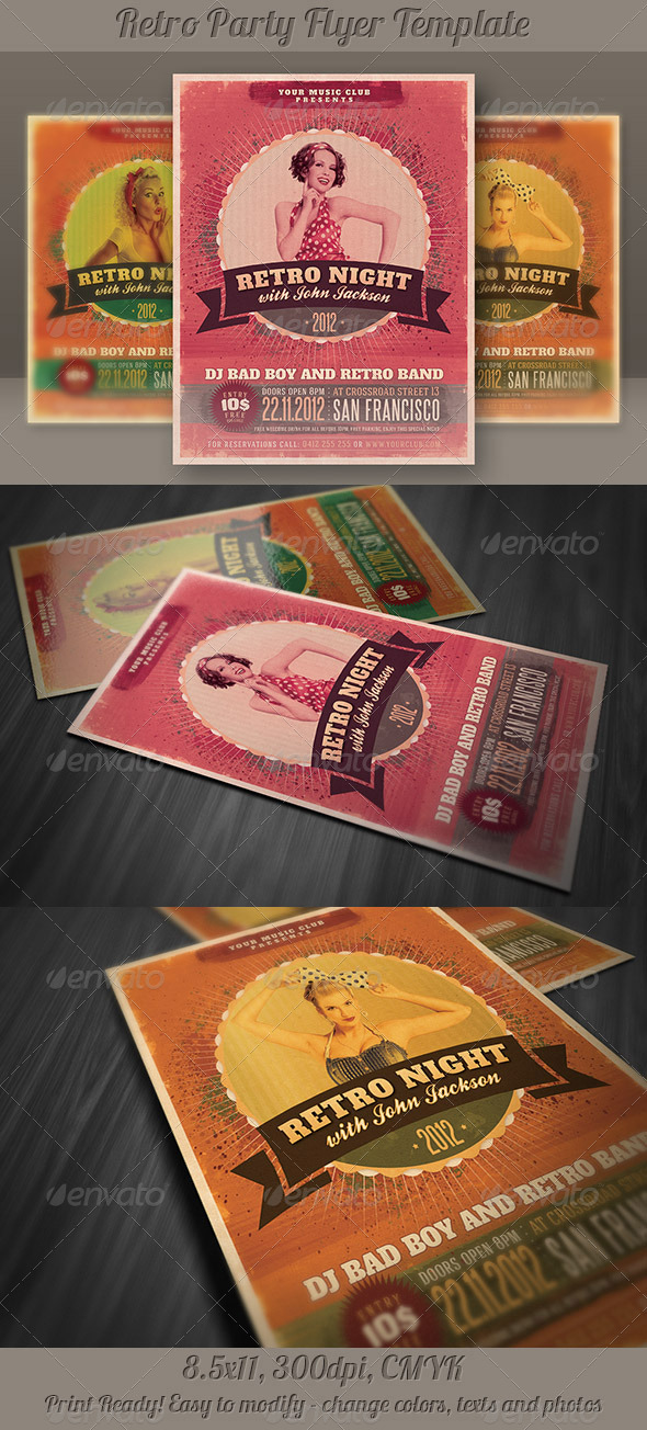 Retro Party Flyer Template - Clubs & Parties Events