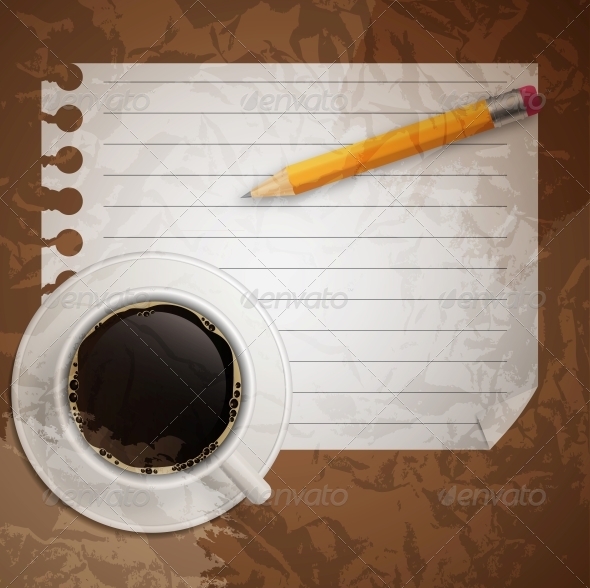 Blank book with coffee and photo frame vector illu - Food Objects