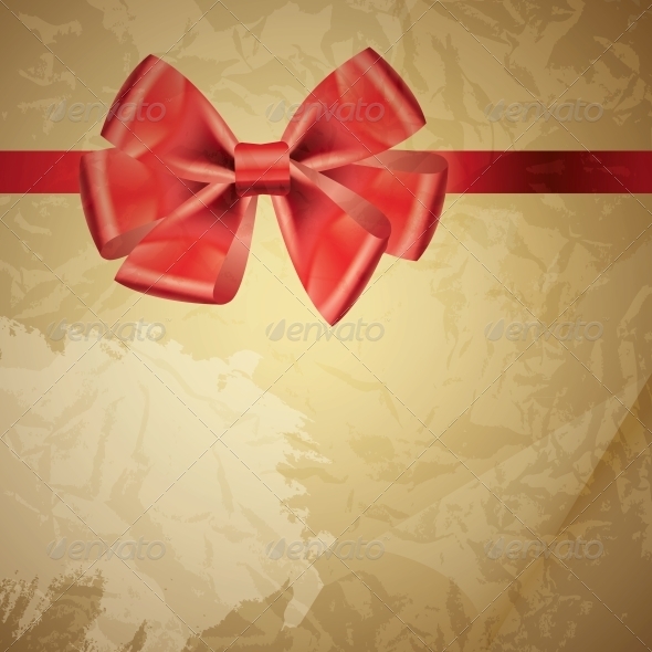 background with bow on realistic paper vector illu - Backgrounds Decorative