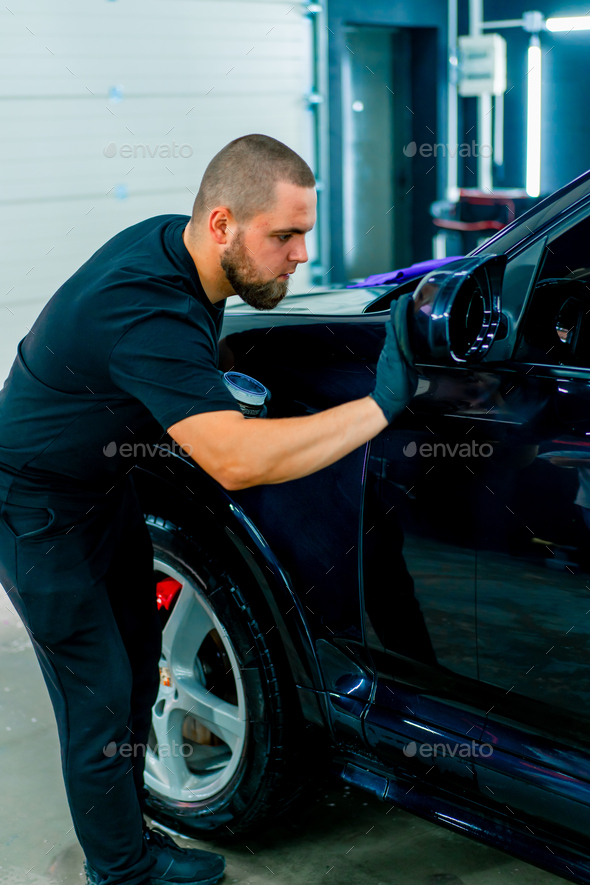 Foto Stock Car detailing concept. Auto cleaning and polish.