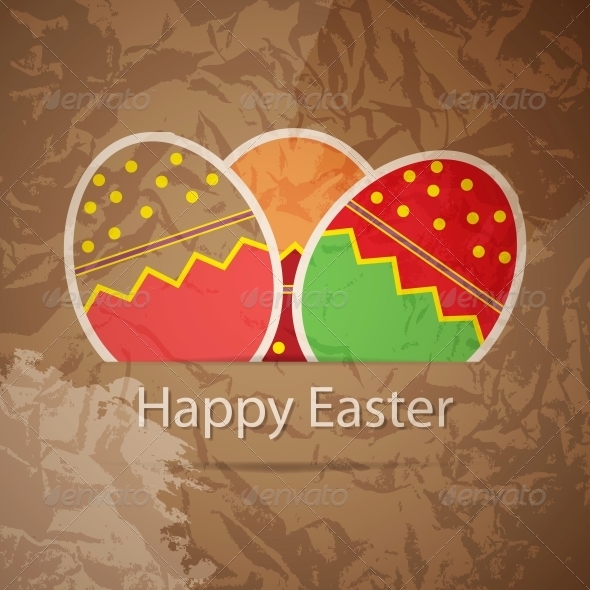 Easter eggs card with colourful eggs. vector illus - Backgrounds Decorative