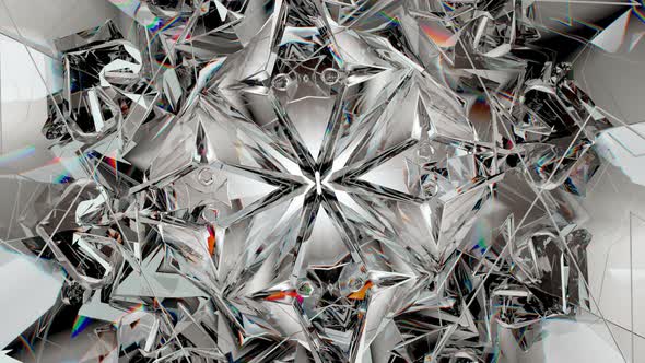 kaleidoscope rotate of Gemstone diamond or shiny glass pattern. 3d render, 3d an