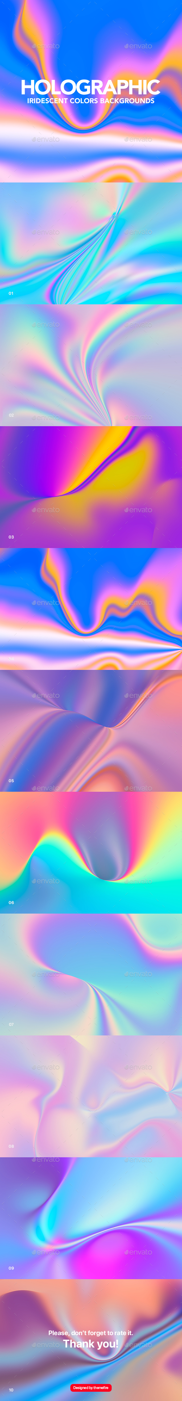 Neon Holographic Abstract Background Set