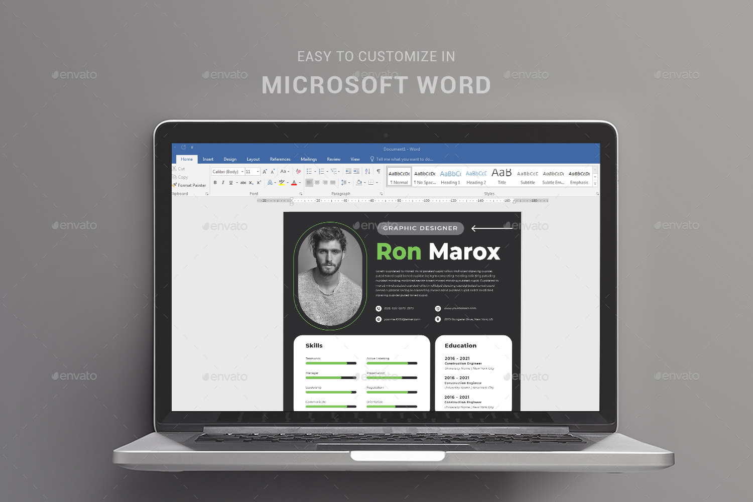 Resume Word Template, Print Templates | GraphicRiver