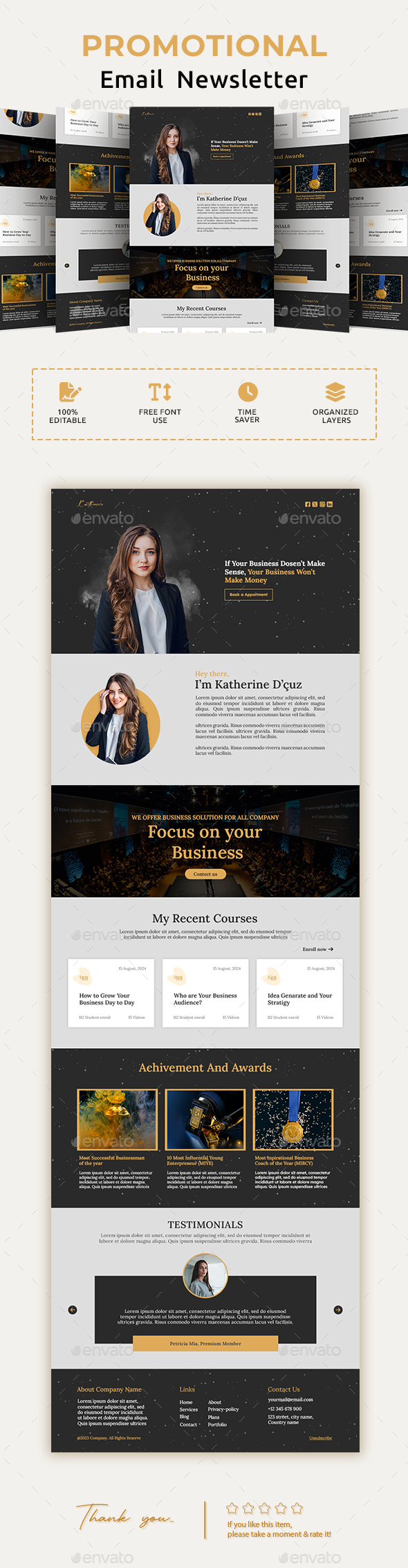 Influencer Email Newsletter PSD Template