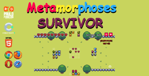 Metamorphosis Survivor HTML5 Game - (With Construct 3 Source-code .c3p)