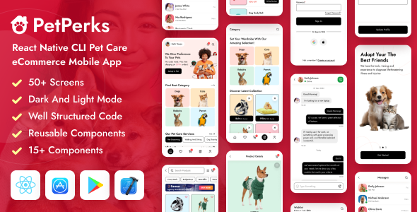PetPerks - React Native CLI Pet Care eCommerce Mobile App Template