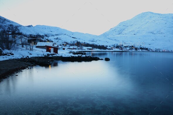 The arctic vibes at Ersfjorden at noontime during polar night in Tromso ...