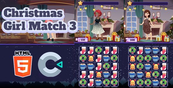 Christmas Girl Match 3 - HTML5 Game - C3P