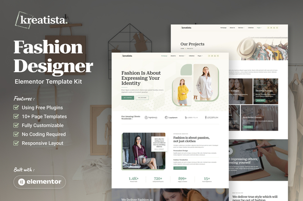 Kreatista - Fashion Designer Elementor Template Kit