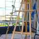 A close-up of easel for painting that stands in the studio concept of the  love of fine art Stock Photo by guyswhoshoot