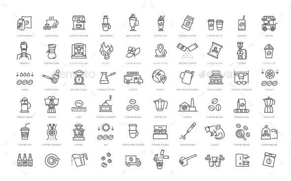 Set of Coffee Production Icons
