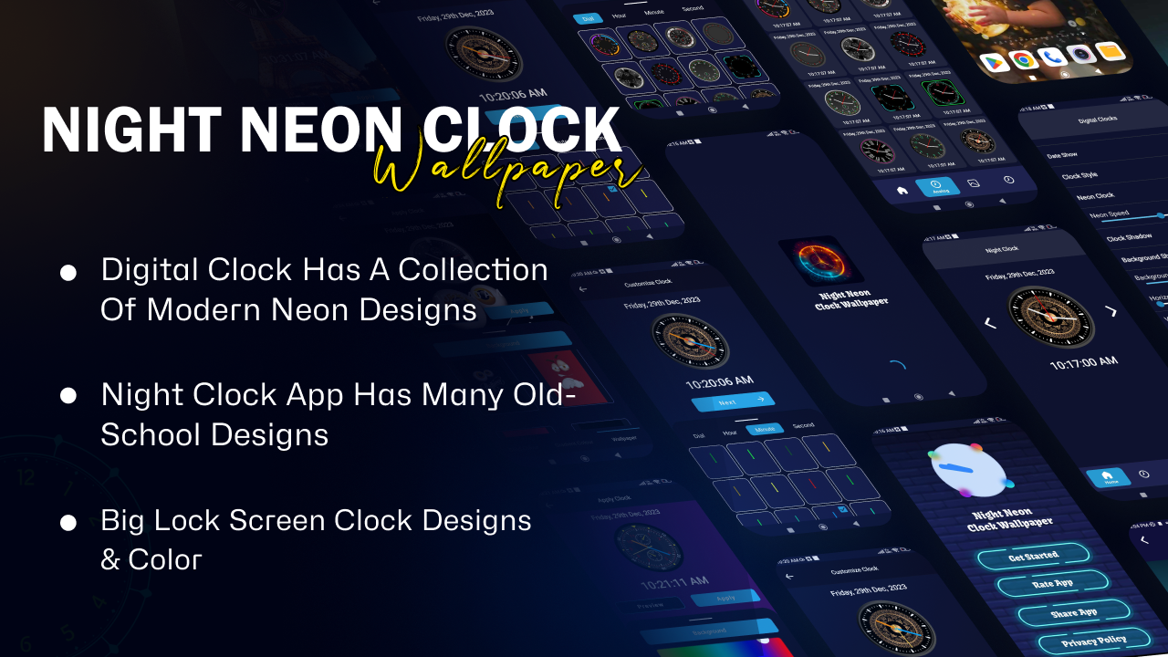 Night Neon Clock Wallpaper Neon Clock Widget Live Clock Wallpaper Smart LED Clock Faces by