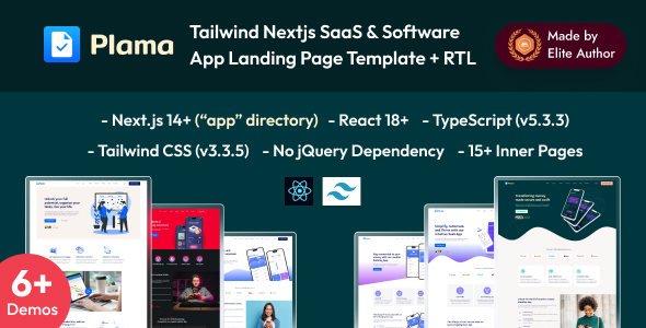 Plama - Tailwind App & SaaS Landing React Nextjs Template