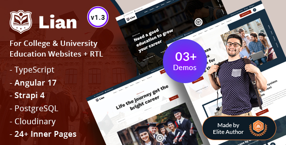 Lian - University College Education Angular 17+ Theme + Admin Dashboard