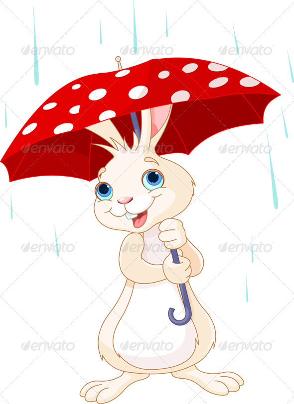 Bunny under Umbrella - Animals Characters