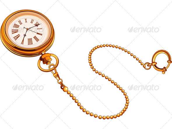 Gold Pocket Watch - Objects Vectors