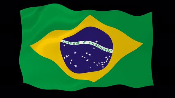 Brazil Flag Waving Animated Black Background