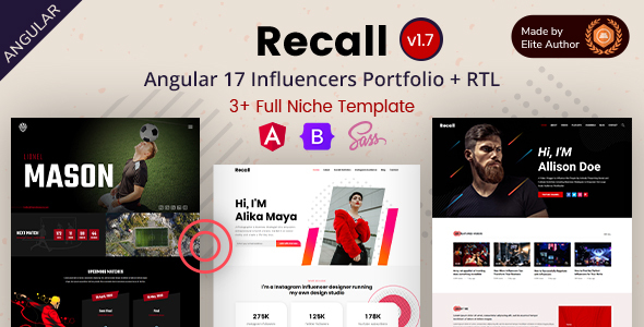 Recall - Angular 17+ Sports Athlete & Social Media Influencer Portfolio Template