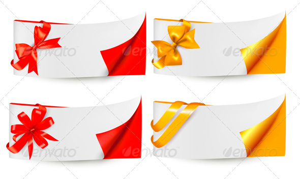 Holiday Banners with Gift Bows and Ribbons - Borders Decorative