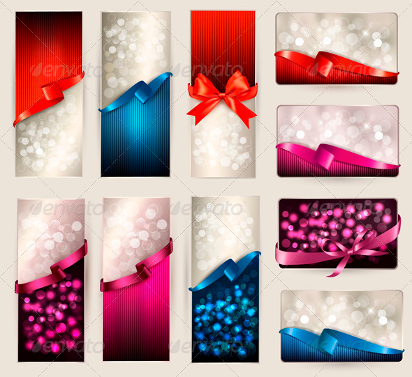 Set of Beautiful Gift Cards and Banners - Borders Decorative
