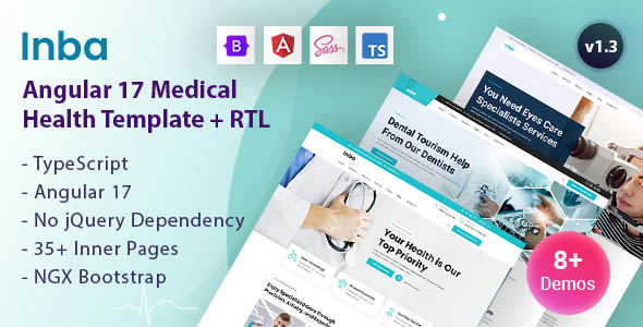 Inba - Angular 17+ Medical Healthcare Template