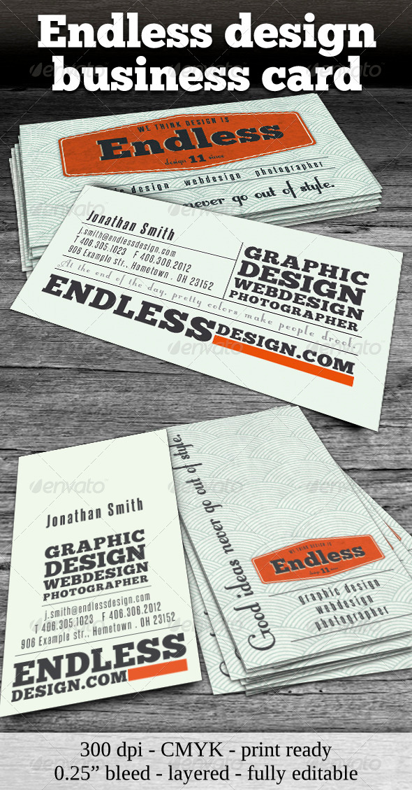 Endless Retro Business Card - Retro/Vintage Business Cards