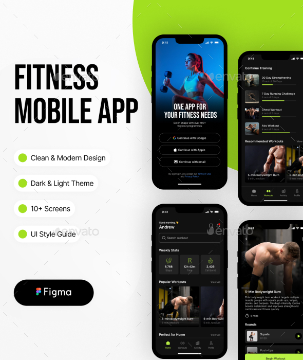 Fitness app UI kit